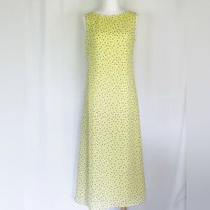 VTG Lemons & Lavender Polka Dot Sheath Ronni Nicole Maxi Dress